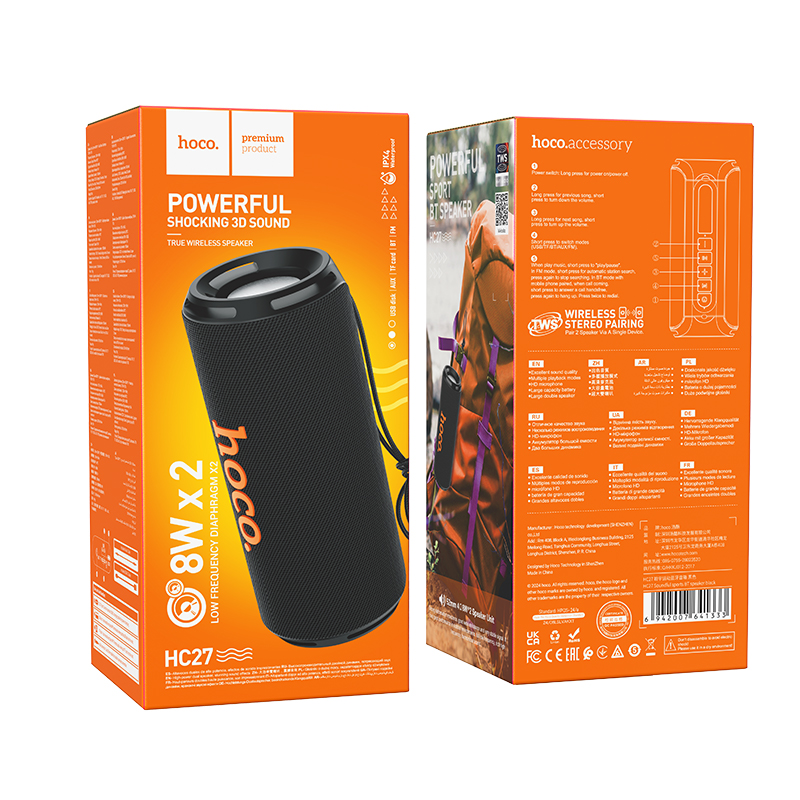 Портативна колонка HOCO HC27 Soundful sports BT speaker Black (6942007641333)