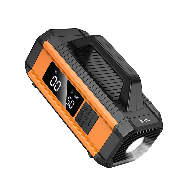 Автомобільний пуско-зарядний пристрій з насосом HOCO QS4 Intelligent air pump with emergency start-up power bank(10000mAh) Black (6942007642552)