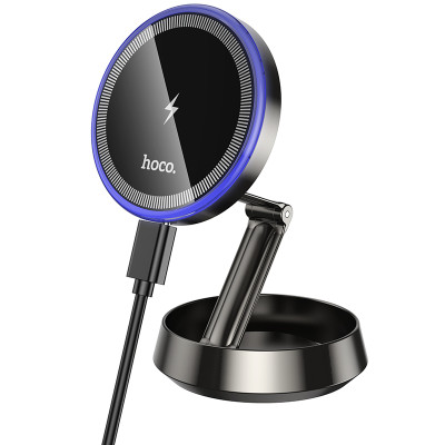 Автотримач для телефона з БЗП HOCO HW33 Metal ring magnetic wireless fast charging car holder (center console) Metal Grey (6942007647946) Автотримач для телефона з БЗП HOCO HW33 Metal ring magnetic wireless fast charging car holder (center console) Metal Grey (6942007647946)