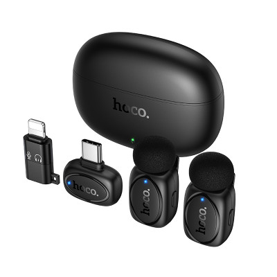 Бездротова мікрофонна система HOCO L19 Graceful wireless microphone(iP/Type-C) Black (6942007655477)