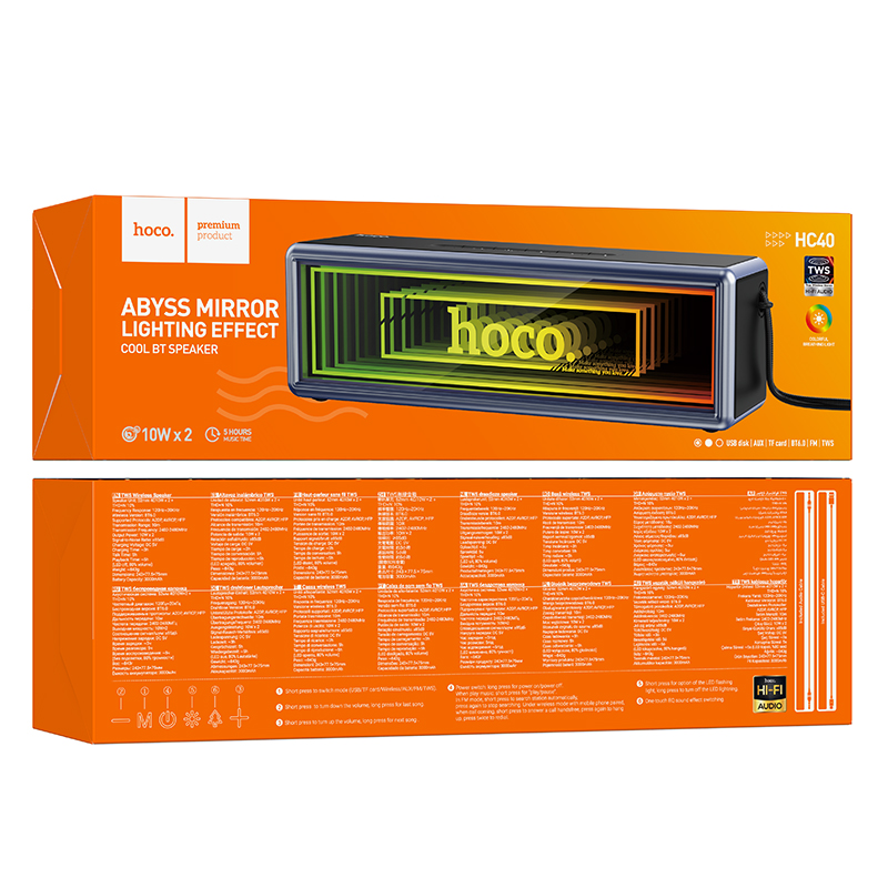 Портативна колонка HOCO HC40 Luz sports BT speaker, 10W*2, Black (6942007666268)