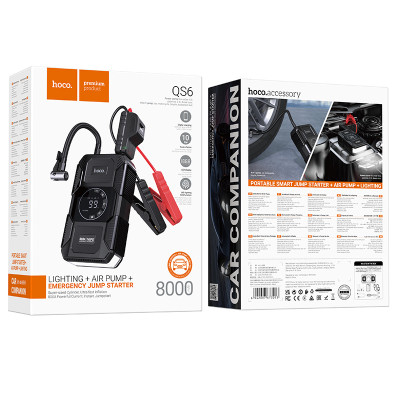 Автомобільний пуско-зарядний пристрій з насосом HOCO QS6 Clever Intelligent air pump+emergency start-up power bank(8000mAh) Black (6942007673013) Автомобільний пуско-зарядний пристрій з насосом HOCO QS6 Clever Intelligent air pump+emergency start-up power bank(8000mAh) Black (6942007673013)