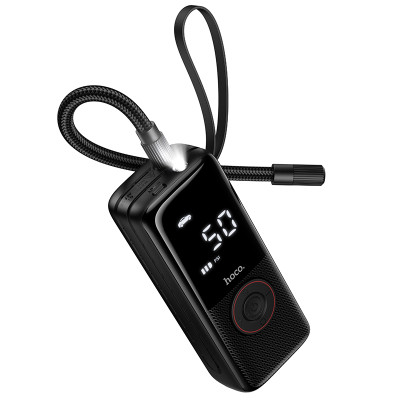 Автомобільний насос HOCO ZP18 Enlighten portable smart air pump Black (6942007673303)