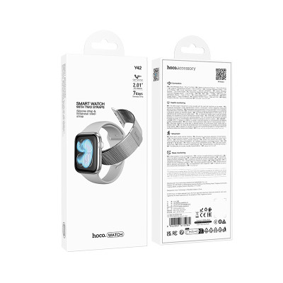 Смарт-годинник HOCO Y42 51mm. 200 mAh. IP67 Smart watch(call version) Silver (6942007675284) Смарт-годинник HOCO Y42 51mm. 200 mAh. IP67 Smart watch(call version) Silver (6942007675284)