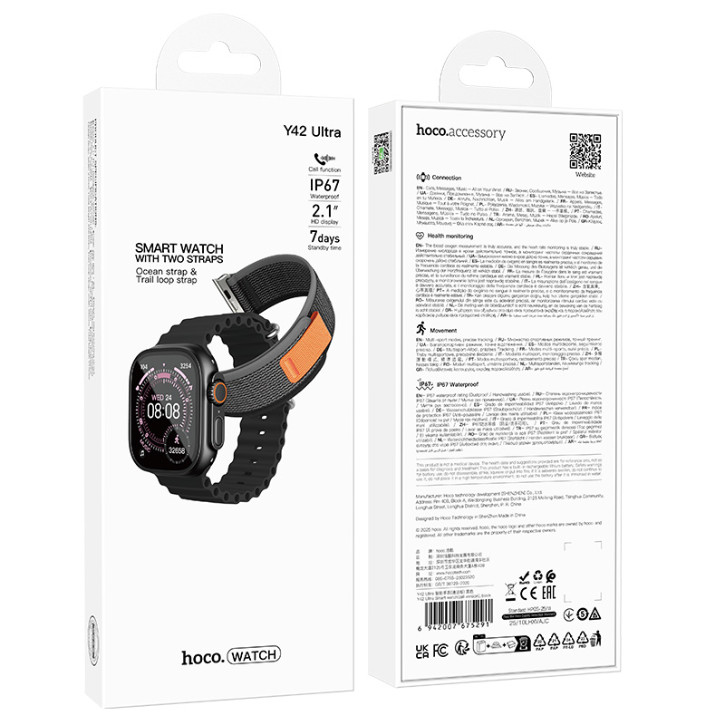 Смарт-годинник HOCO Y42 51mm. 260 mAh. IP67 Ultra Smart watch(call version) Black (6942007675291)