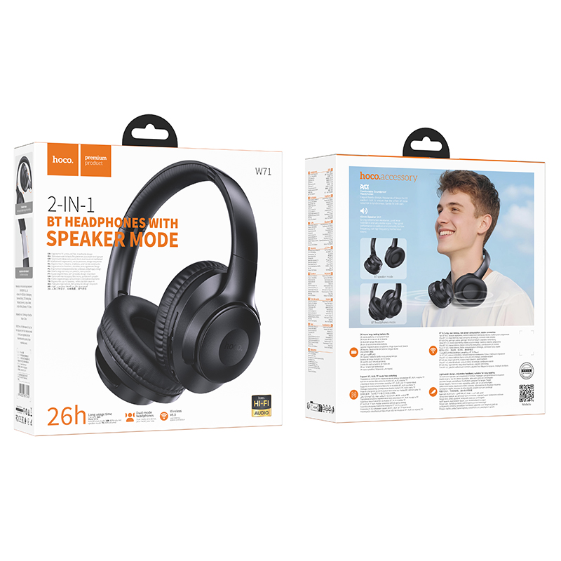 Бездротові накладні навушники HOCO W71 Cool sound BT headphones Black (6942007677240)