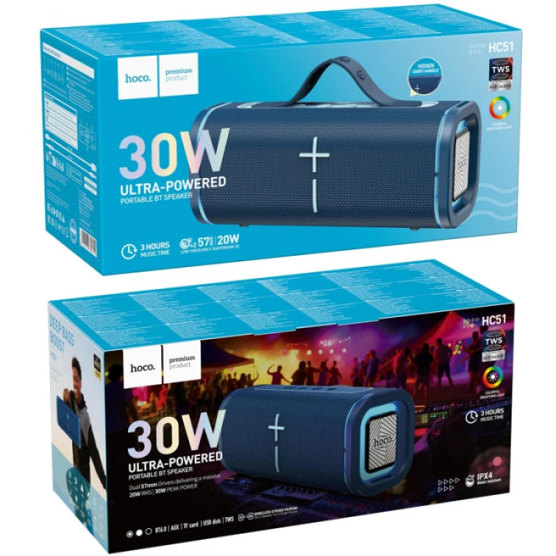 Портативна колонка HOCO HC51 Soul sports BT speaker, 10W*2, IPX4, Blue (6942007680615)
