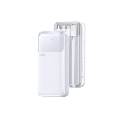 Зовнішній акумулятор REMAX 20W+22.5W with 3 Fast Charging Cable Power Bank 20000mAh FCP-2 White (6954851247012)