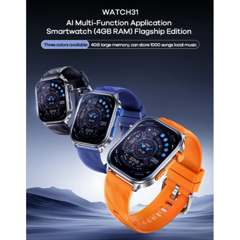 Смарт-годинник REMAX AI WATCH 31 (4GB RAM) 51mm. 400 mAh. IP68 Blue (6954851259770)