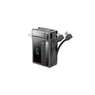 Зовнішній акумулятор REMAX Wayto Series TFT Screen Built-in Fast Charging Cables QC22.5 Wall Plug Power Bank(Charger)10000mAh FP-100 Black (6954851265559)
