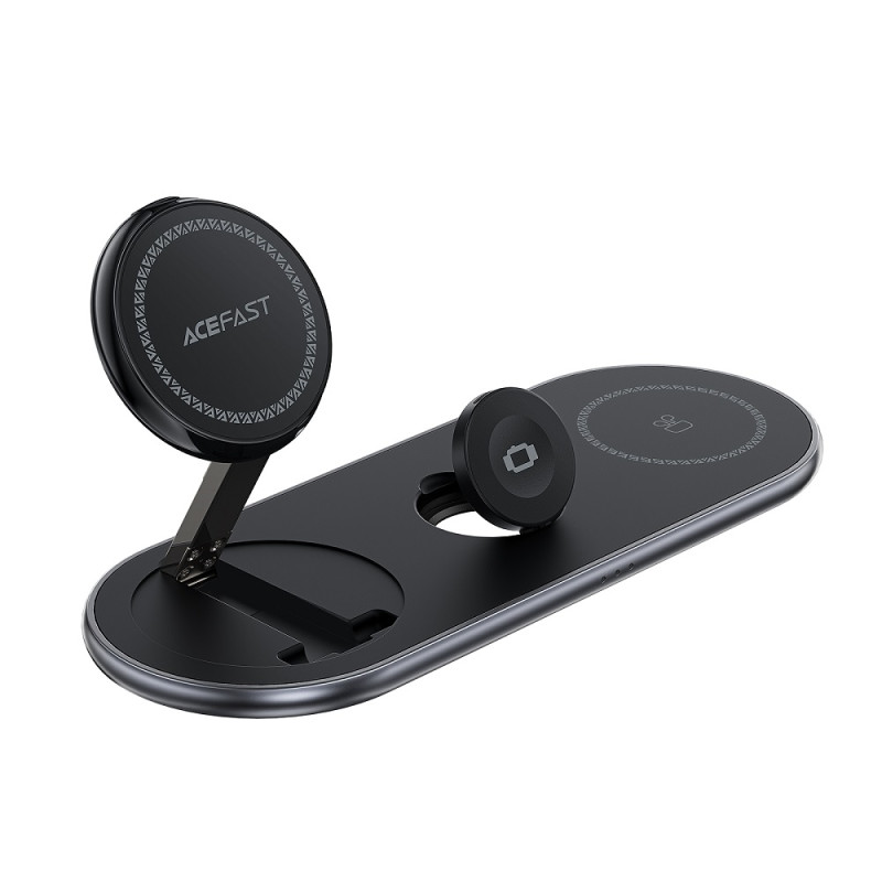 Бездротовий мультизарядний пристрій ACEFAST E19 Qi2 desktop 3-in-1 wireless charging holder Black (6974316283096)