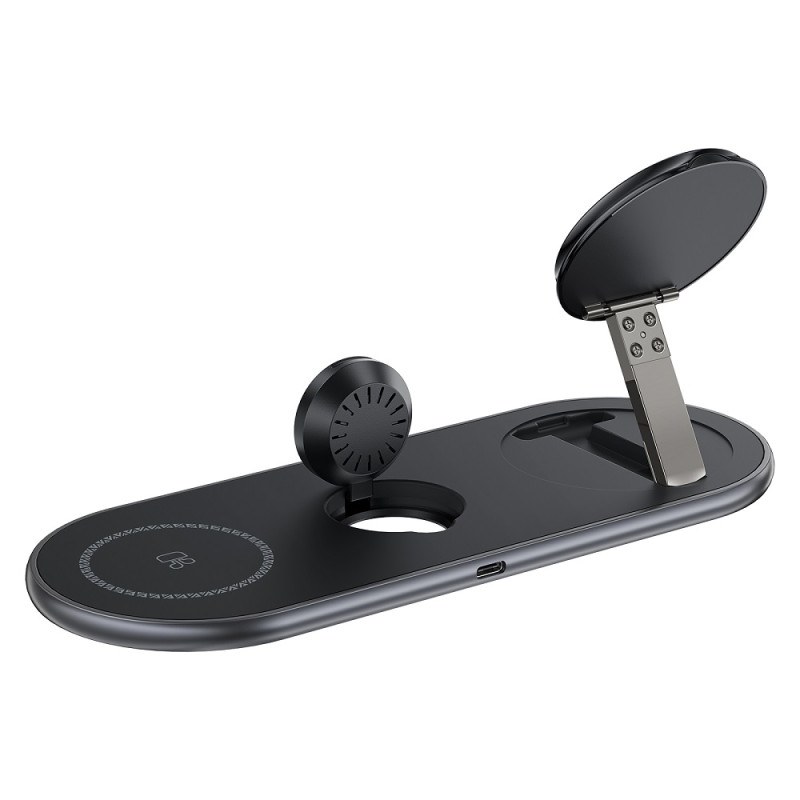 Бездротовий мультизарядний пристрій ACEFAST E19 Qi2 desktop 3-in-1 wireless charging holder Black (6974316283096)