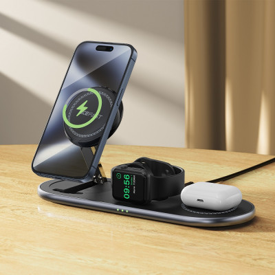 Бездротовий мультизарядний пристрій ACEFAST E19 Qi2 desktop 3-in-1 wireless charging holder Black (6974316283096) Бездротовий мультизарядний пристрій ACEFAST E19 Qi2 desktop 3-in-1 wireless charging holder Black (6974316283096)
