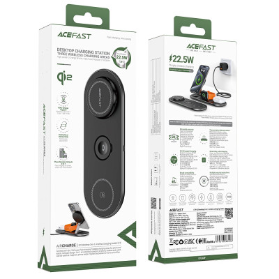 Бездротовий мультизарядний пристрій ACEFAST E19 Qi2 desktop 3-in-1 wireless charging holder Black (6974316283096) Бездротовий мультизарядний пристрій ACEFAST E19 Qi2 desktop 3-in-1 wireless charging holder Black (6974316283096)