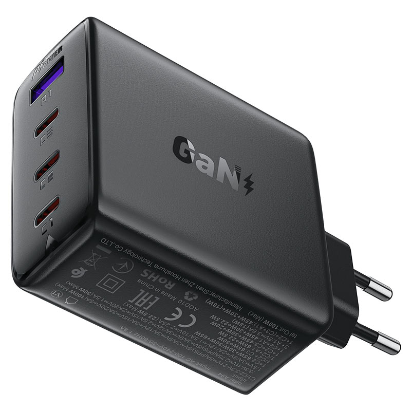 Мережевий зарядний пристрій ACEFAST A94 PD100W GaN (3*USB-C+USB-A) charger  Black (6974316283133)