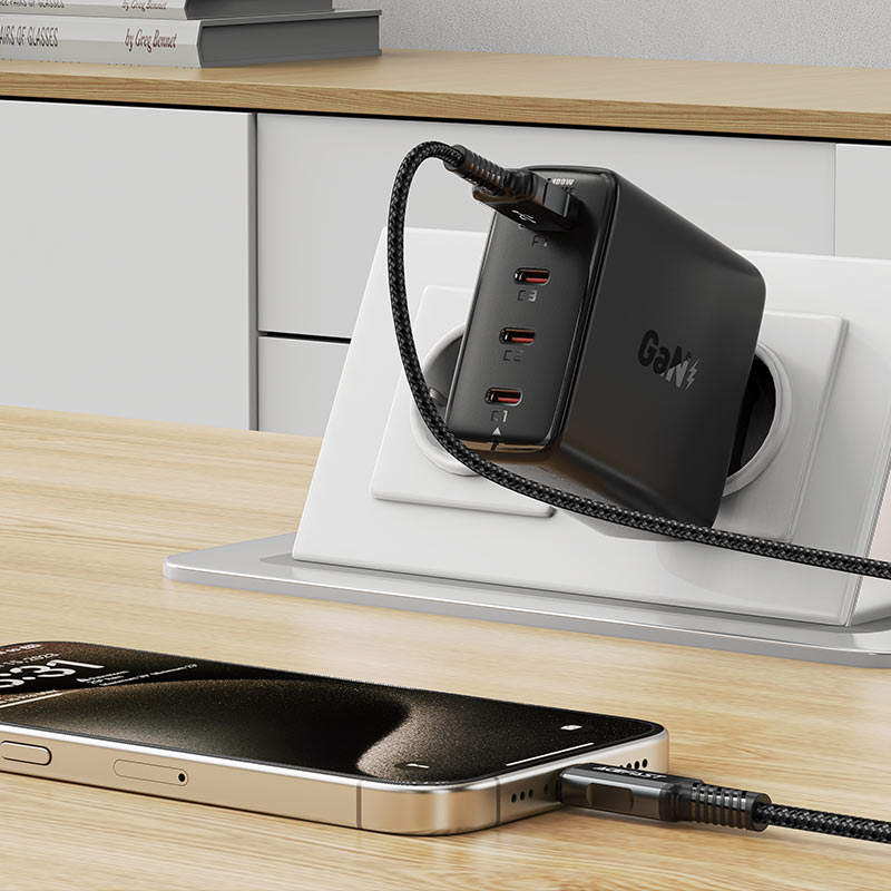 Мережевий зарядний пристрій ACEFAST A94 PD100W GaN (3*USB-C+USB-A) charger  Black (6974316283133)