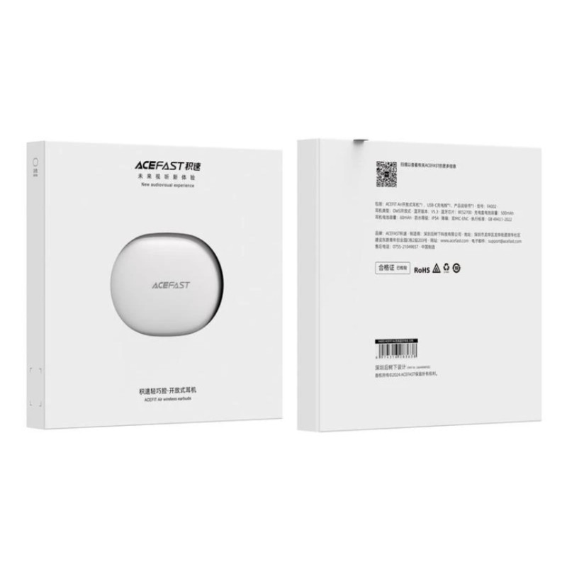 Бездротові навушники TWS ACEFAST FA002 ACEFIT Air wireless earbuds, ENC, IP54, White (6974316283638)