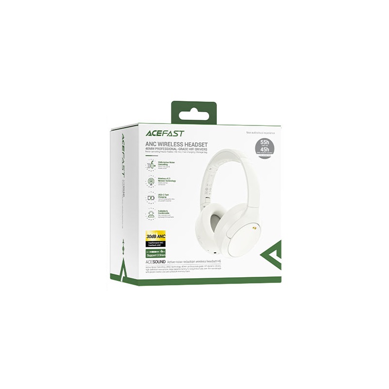 Бездротові накладні навушники ACEFAST H6 active noise reduction wireless headset White (6974316283690)