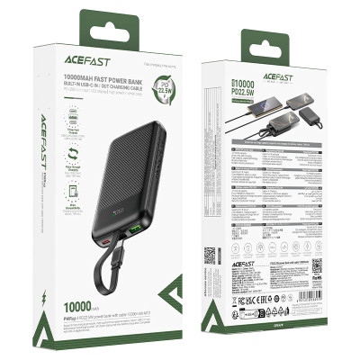Зовнішній акумулятор ACEFAST M13 PD22.5W power bank with cable 10000mAh Black (6974316283959) Зовнішній акумулятор ACEFAST M13 PD22.5W power bank with cable 10000mAh Black (6974316283959)