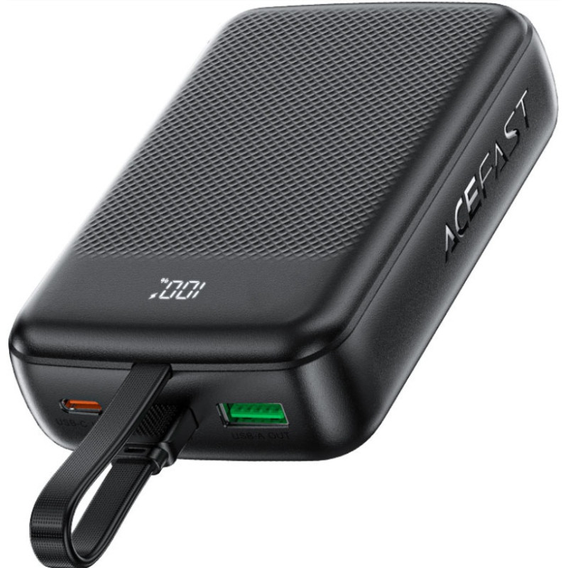 Зовнішній акумулятор ACEFAST M14 PD20W power bank with cable 20000mAh Black (6974316283966)
