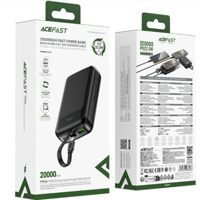 Зовнішній акумулятор ACEFAST M14 PD20W power bank with cable 20000mAh Black (6974316283966) Зовнішній акумулятор ACEFAST M14 PD20W power bank with cable 20000mAh Black (6974316283966)
