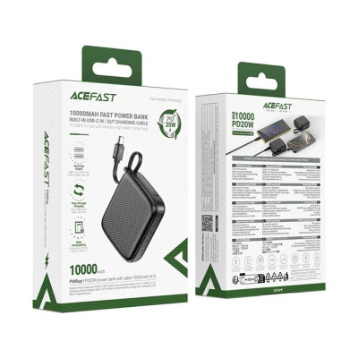 Зовнішній акумулятор ACEFAST M15-10000 PD20W power bank with cable Black (6974316283973) Зовнішній акумулятор ACEFAST M15-10000 PD20W power bank with cable Black (6974316283973)