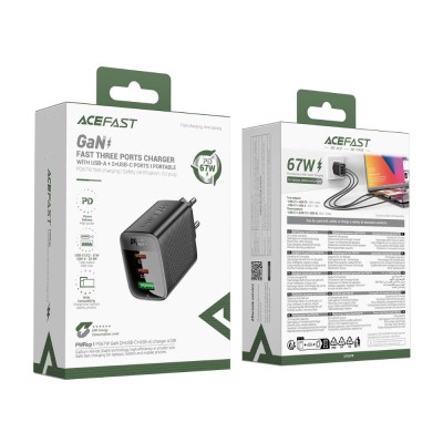 Мережевий зарядний пристрій ACEFAST A108 PD67W GaN (2*USB-C+USB-A) charger Black (6974316284048) Мережевий зарядний пристрій ACEFAST A108 PD67W GaN (2*USB-C+USB-A) charger Black (6974316284048)