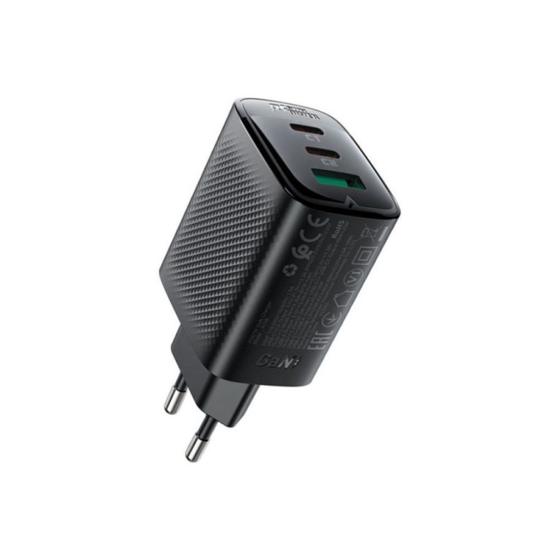 Мережевий зарядний пристрій ACEFAST A108 PD67W GaN (2*USB-C+USB-A) charger Black (6974316284048)