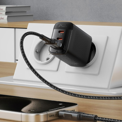 Мережевий зарядний пристрій ACEFAST A108 PD67W GaN (2*USB-C+USB-A) charger Black (6974316284048) Мережевий зарядний пристрій ACEFAST A108 PD67W GaN (2*USB-C+USB-A) charger Black (6974316284048)