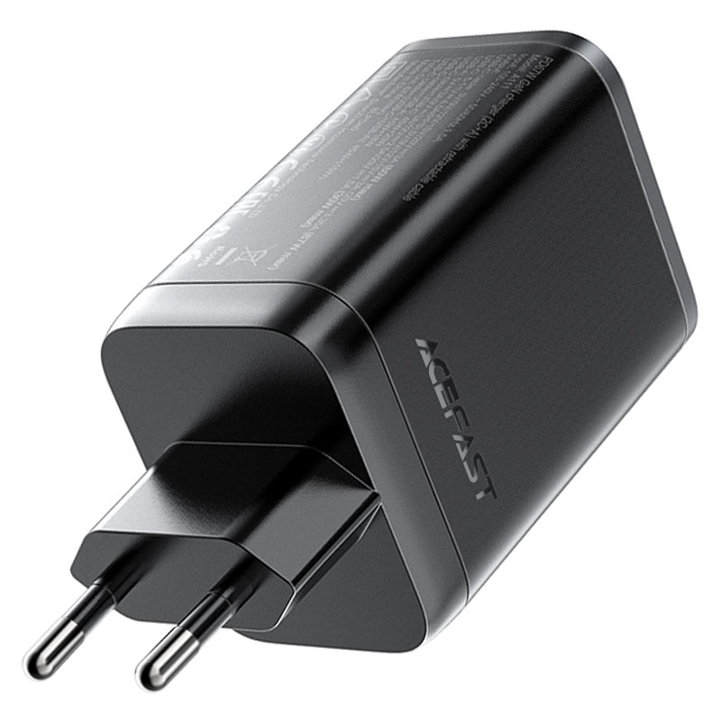 Мережевий зарядний пристрій з кабелем ACEFAST A111 PD67W GaN charger(2*USB-C+USB-A) with retractable cable Black (6974316284062)