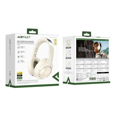 Бездротові накладні навушники ACEFAST H5 active noise cancelling wireless headset Milky White (6974316284284) Бездротові накладні навушники ACEFAST H5 active noise cancelling wireless headset Milky White (6974316284284)