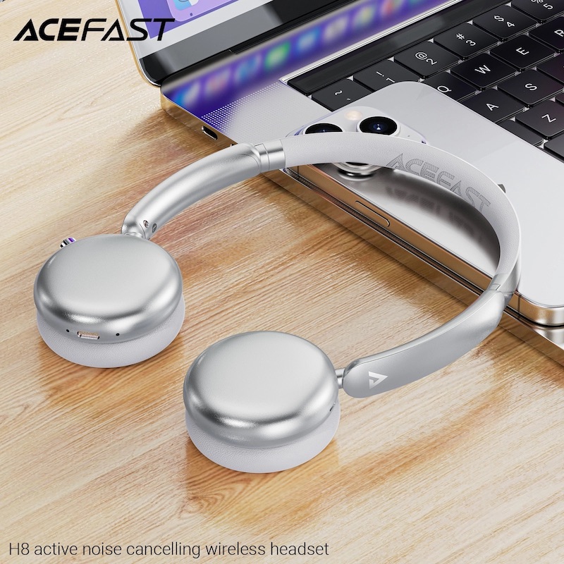Бездротові накладні навушники ACEFAST H8 active noise cancelling wireless headset Silver (6974316284291)