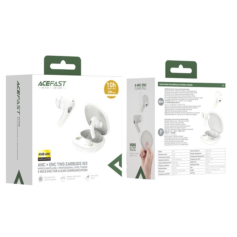 Бездротові навушники TWS ACEFAST W3, ANC+ENC, IPX4, Khaki (6974316284802)