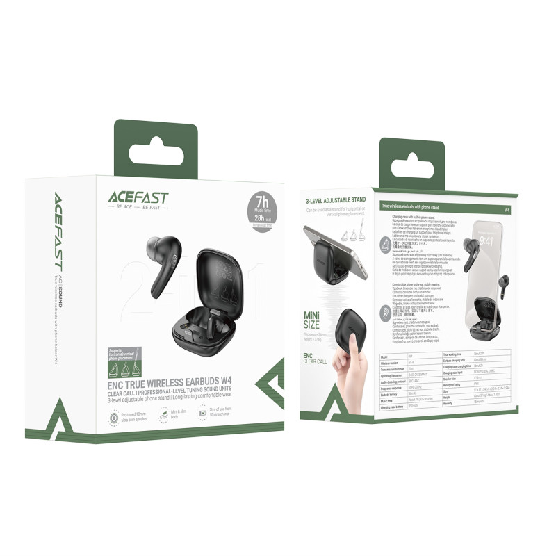 Бездротові навушники TWS ACEFAST W4, IPX4, Black (6974316285014)