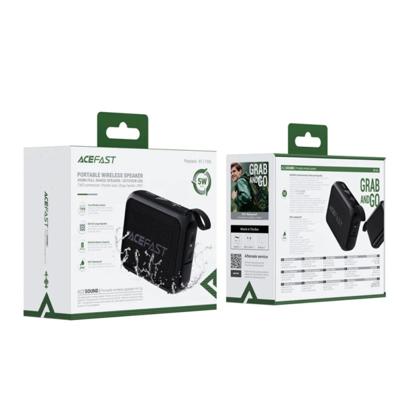 Портативна колонка ACEFAST K4 Go portable wireless speaker 5W, IPX7, Black (6974316285113)