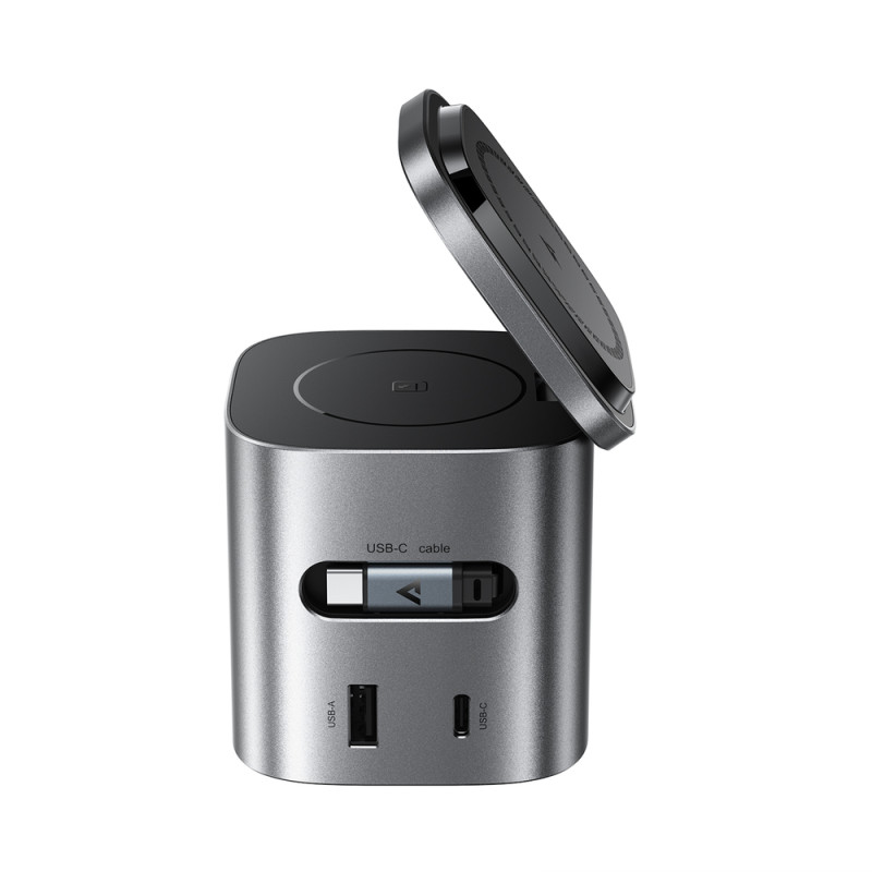 Бездротовий зарядний пристрій ACEFAST Z9 80W 6-in-1 multifunctional GaN desktop charging station Metal Grey (6974316285809)