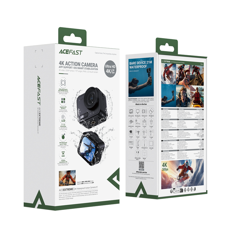 Екшн камера ACEFAST X1 4K Waterproof Action Camera Black (6974316285816)