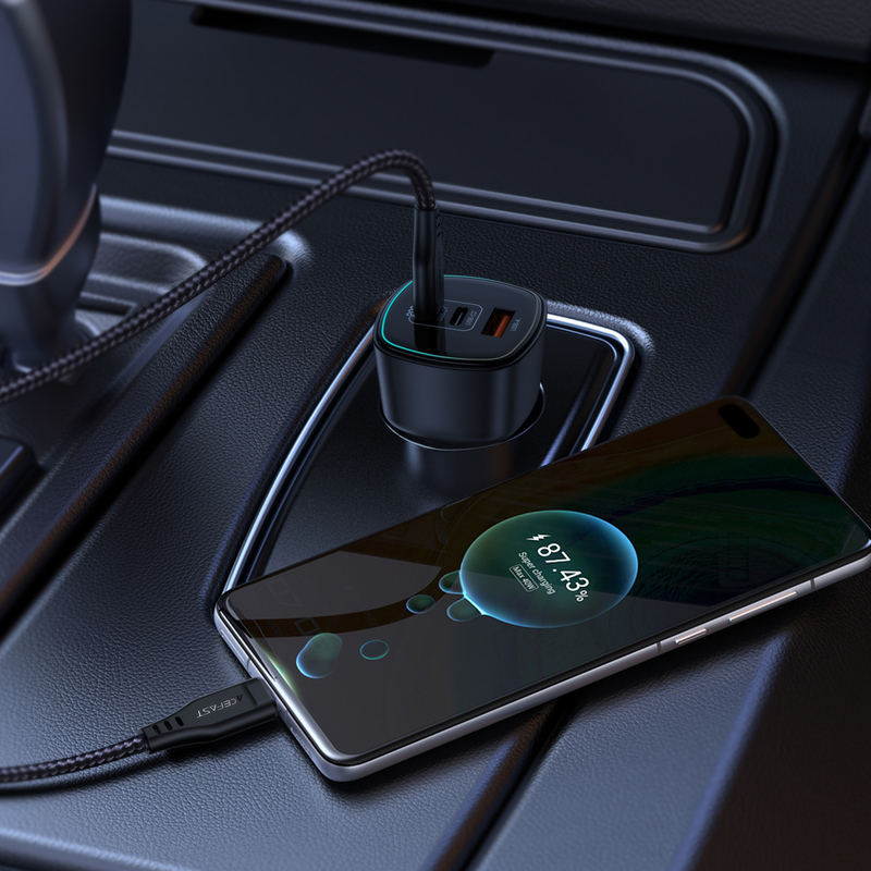 Автомобільний зарядний пристрій ACEFAST B18 200W(2USB-C+USB-A)fast car charger Black (6974316285953)