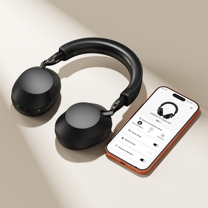 Бездротові накладні навушники ACEFAST H14 hybrid ANC wireless headset Black (6974316286264)