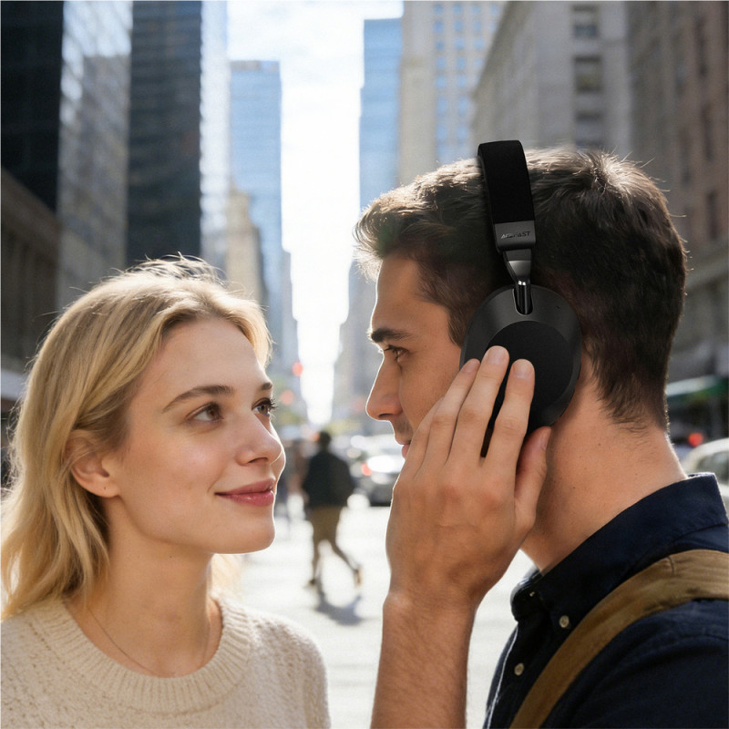 Бездротові накладні навушники ACEFAST H14 hybrid ANC wireless headset Black (6974316286264)