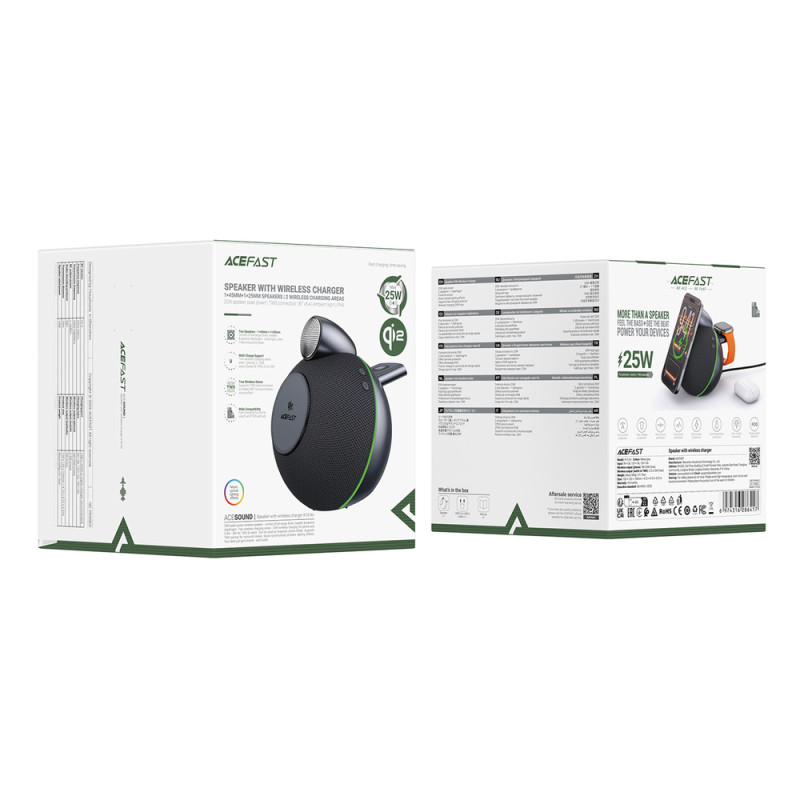 Портативна колонка ACEFAST K10 Air speaker with wireless charger Metal Grey (6974316286417)
