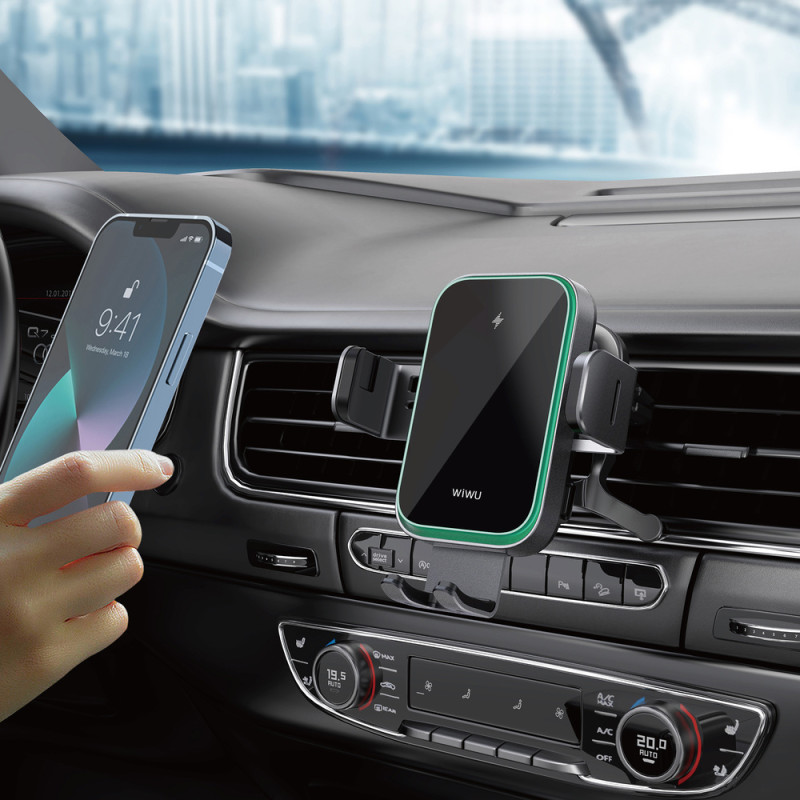 Автотримач для телефона з БЗП WIWU FREELANDER Car Wireless Charger CH-313 Black (6976195097351)