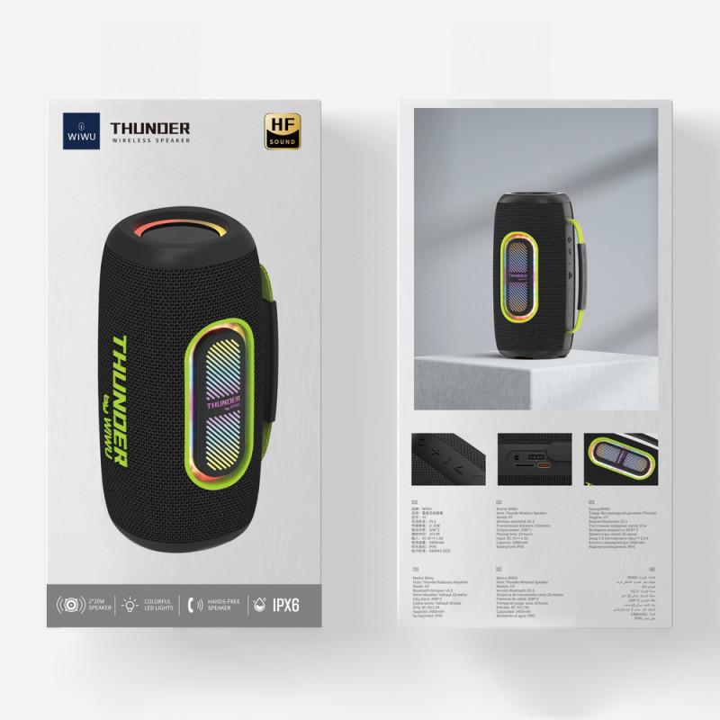 Портативна колонка WIWU 40W Thunder Wireless Speaker H7 Black (6976975615805)