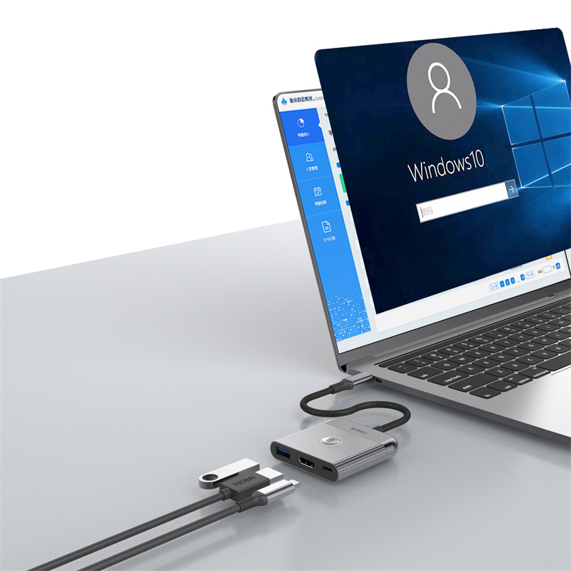 USB-Hub WIWU Traveling 3in1 USB C hub Wi-HB002 Gray (6976975616437)