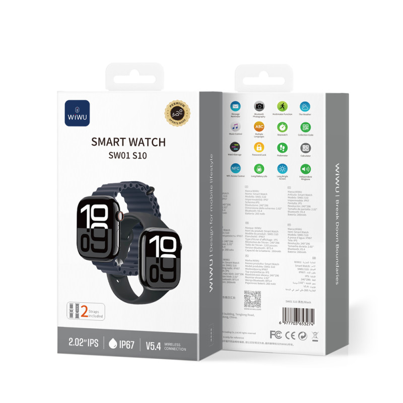 Смарт-годинник WIWU Smart Watch SW01 Black (6977703653274)