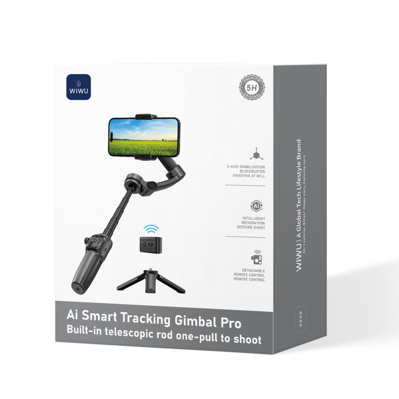 Триосьовий стабілізатор WIWU AI Smart Checking Gimbal PRO Wi-SE016 Black (6977703654363)