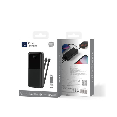 Зовнішній акумулятор WIWU Essen power bank 22.5W 20000mAh Wi-P082 (3C) Black (6977703658606) Зовнішній акумулятор WIWU Essen power bank 22.5W 20000mAh Wi-P082 (3C) Black (6977703658606)