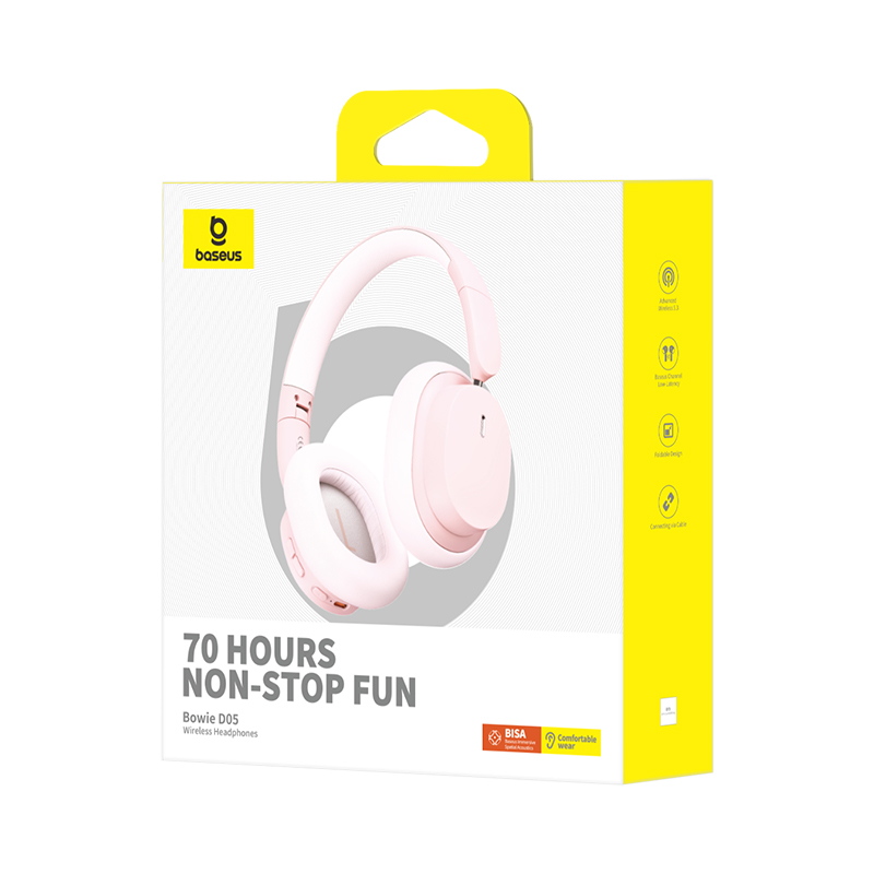 Бездротові накладні навушники Baseus Bowie D05 Wireless Headphones Baby Pink (A00024600413-Z1)