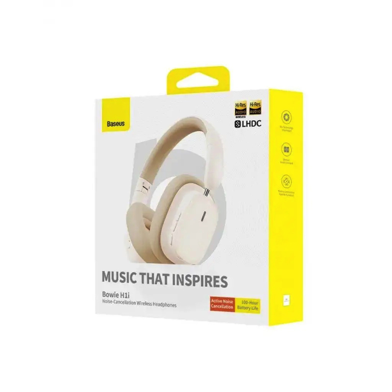 Бездротові накладні навушники Baseus Bowie H1i Noise-Cancellation Wireless Headphones Stellar White (A00050402223-00)