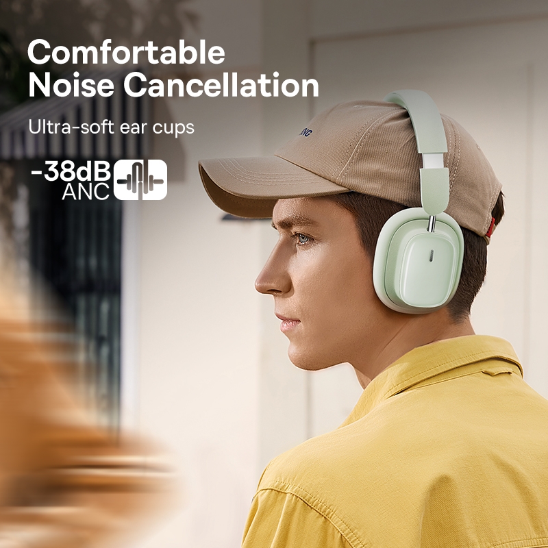 Бездротові накладні навушники Baseus Bowie H1i Noise-Cancellation Wireless Headphones Natural Green (A00050402633-00)